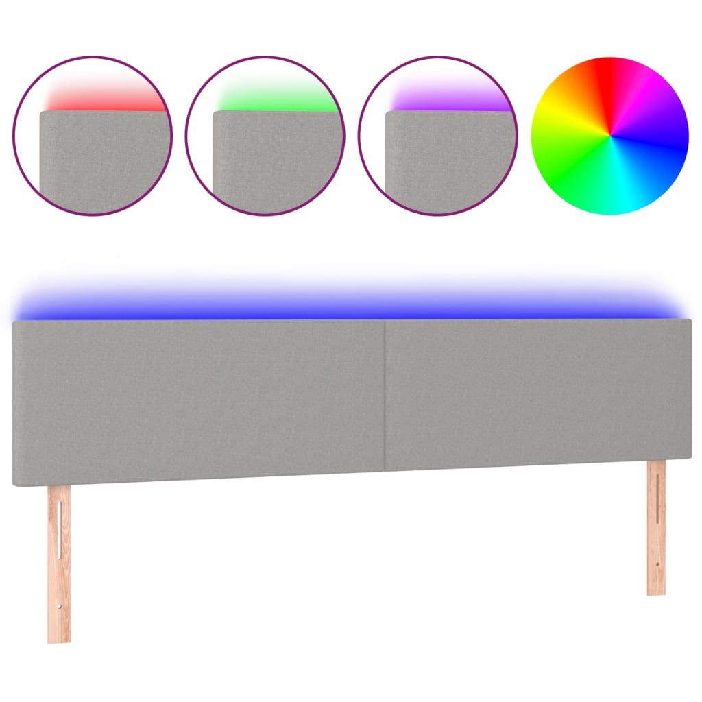 világosszürke szövet LED-es fejtámla 160x5x78/88 cm