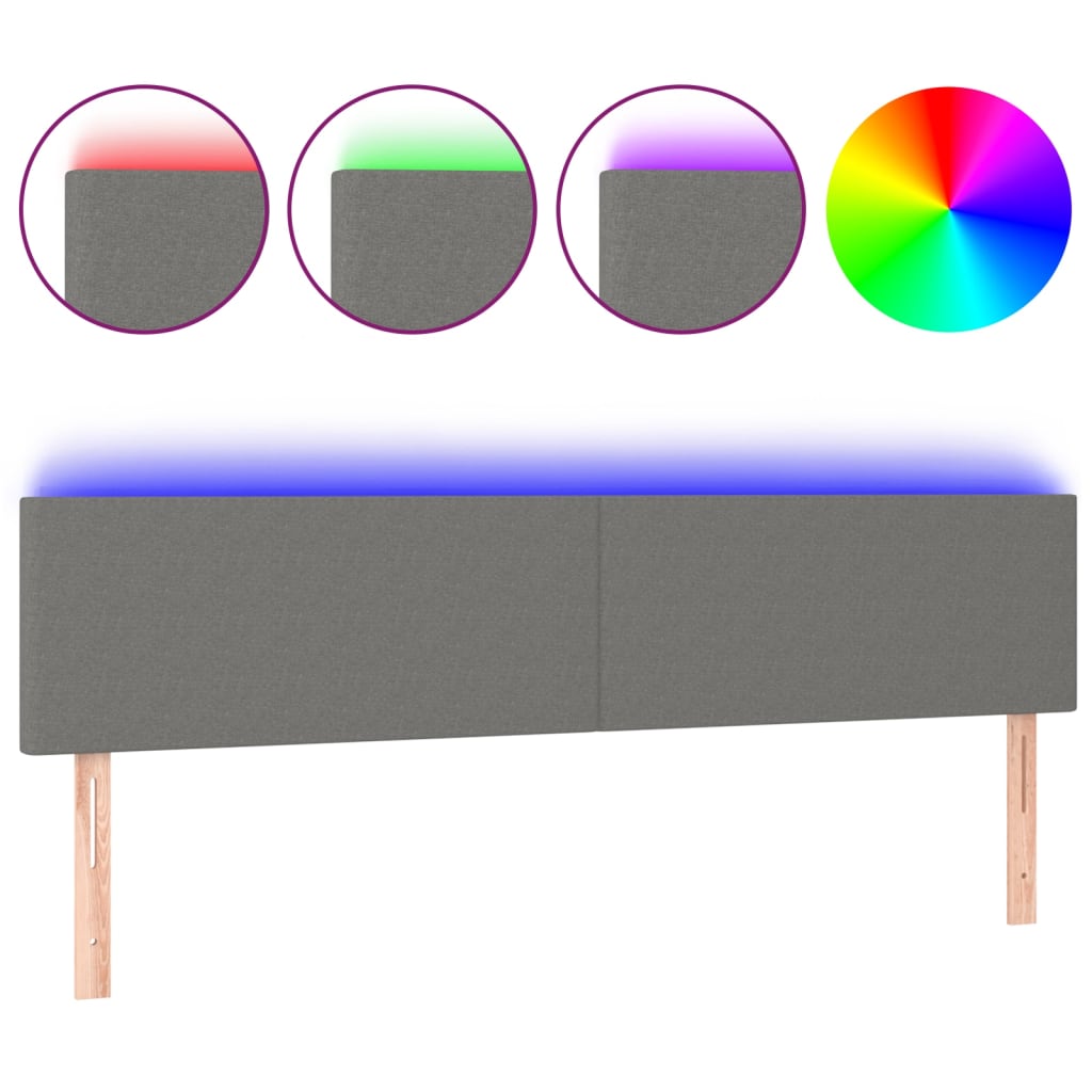 sötétszürke szövet LED-es fejtámla 180x5x78/88 cm