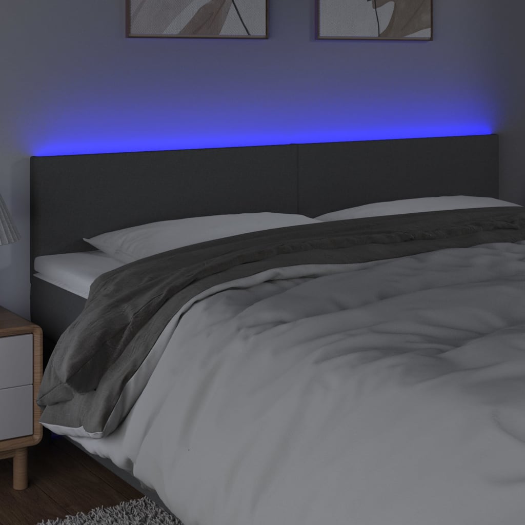 sötétszürke szövet LED-es fejtámla 180x5x78/88 cm
