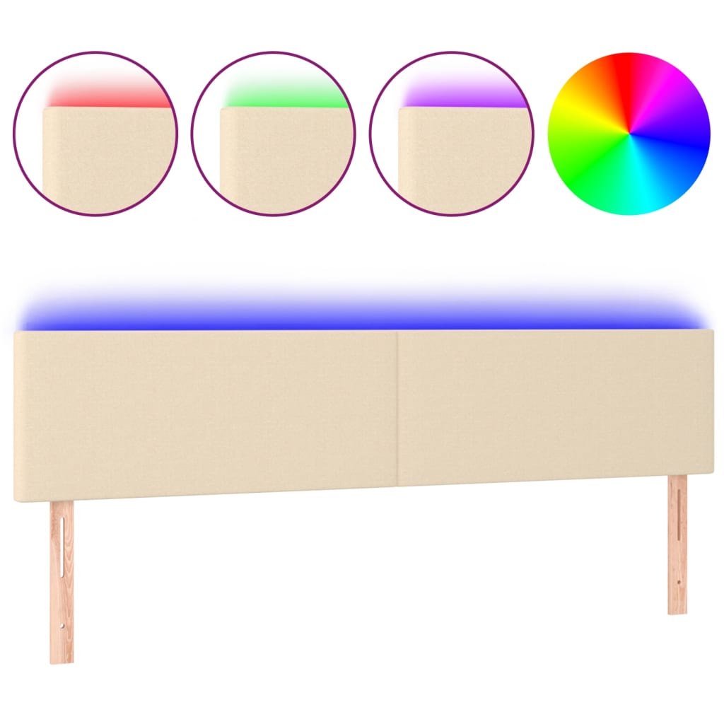 krémszínű szövet LED-es fejtámla 180x5x78/88 cm