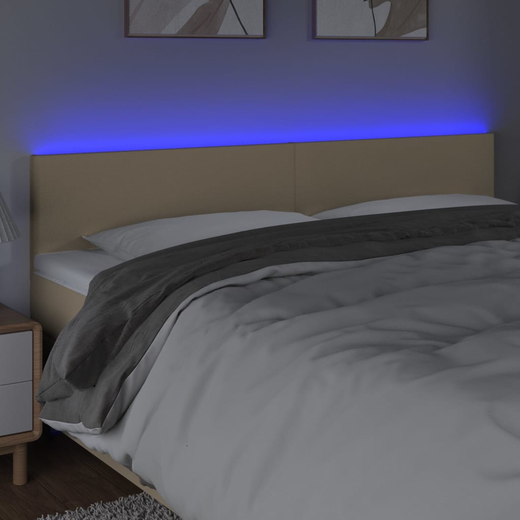 krémszínű szövet LED-es fejtámla 180x5x78/88 cm