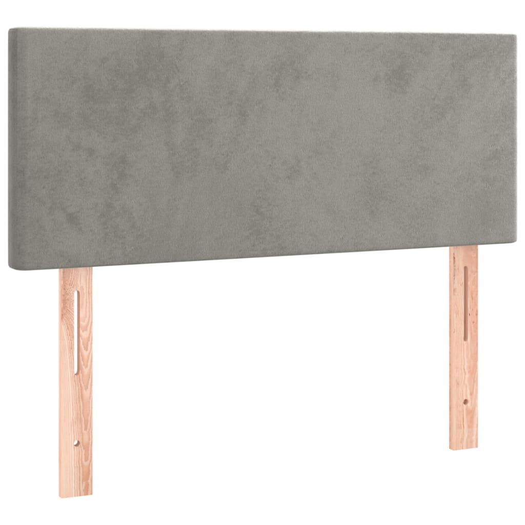 világosszürke bársony LED-es fejtámla 90x5x78/88 cm