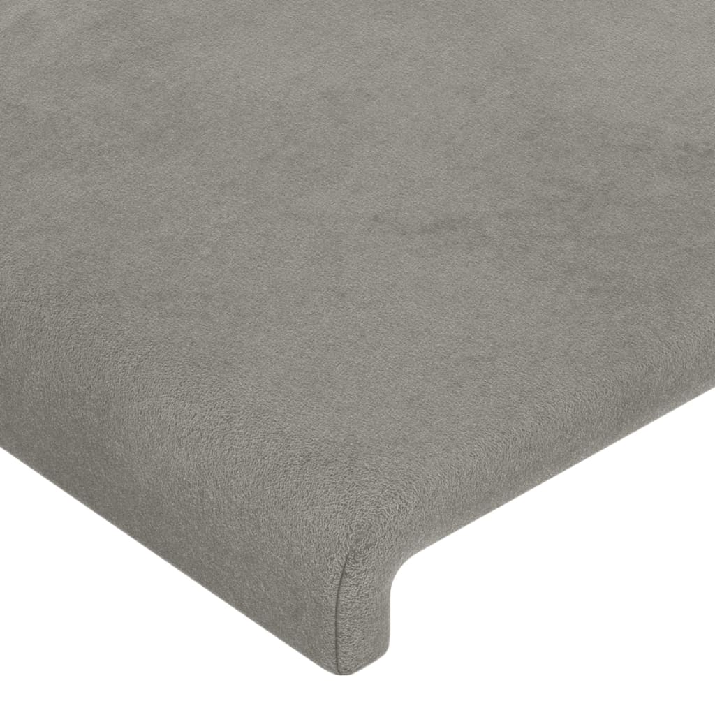 világosszürke bársony LED-es fejtámla 90x5x78/88 cm