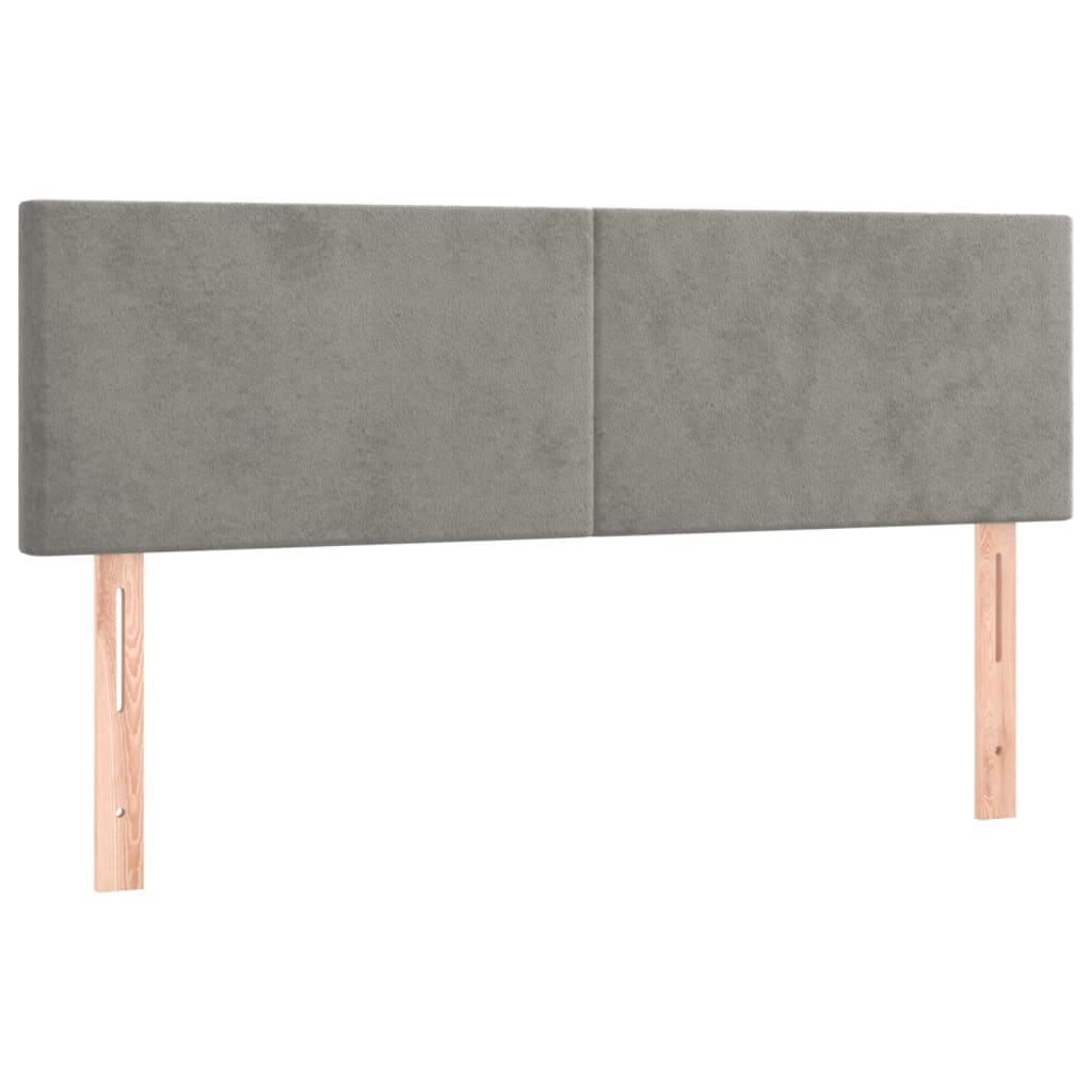 világosszürke bársony LED-es fejtámla 144x5x78/88 cm