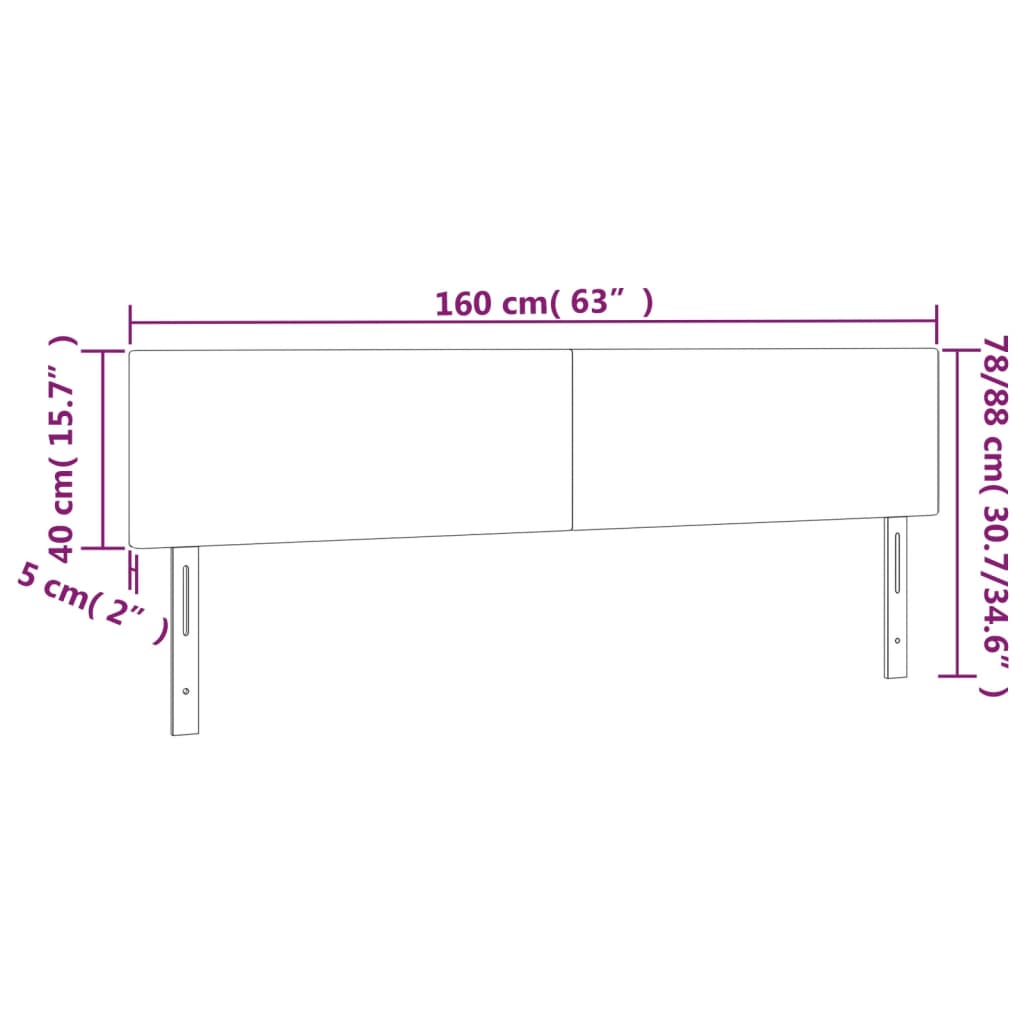 fekete bársony LED-es fejtámla 160x5x78/88 cm