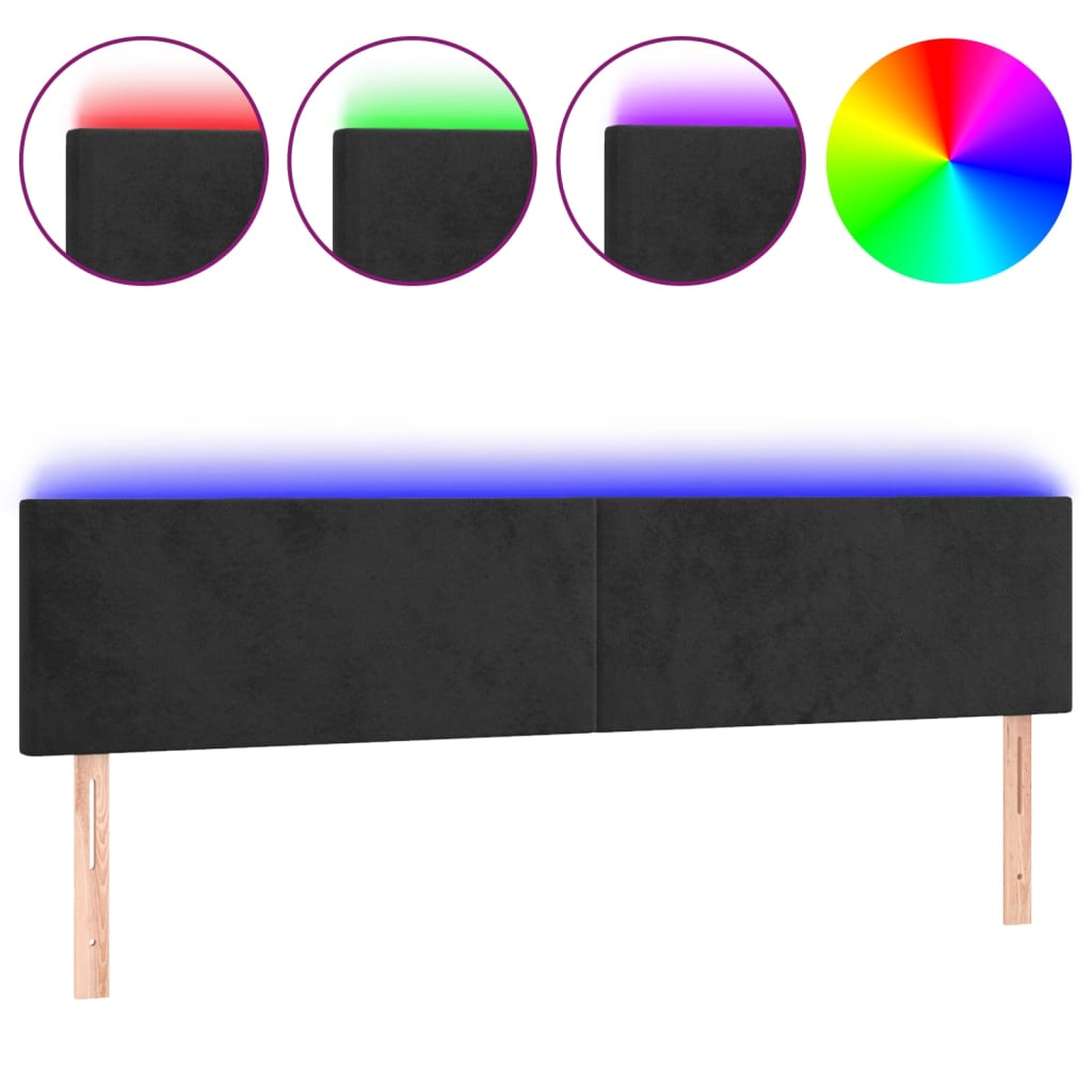 fekete bársony LED-es fejtámla 200x5x78/88 cm