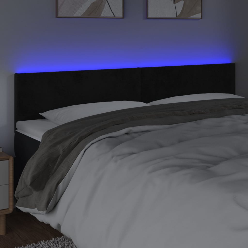 fekete bársony LED-es fejtámla 200x5x78/88 cm