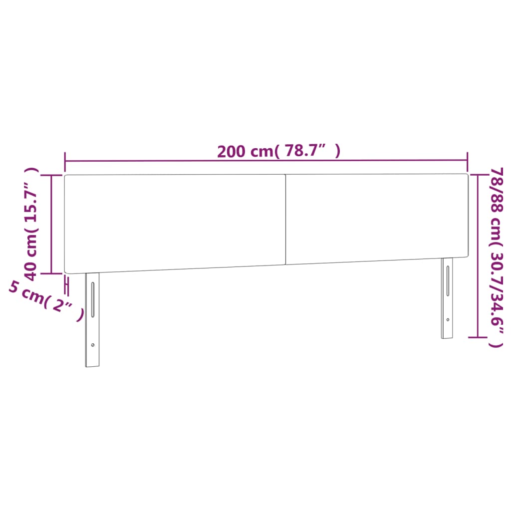 fekete bársony LED-es fejtámla 200x5x78/88 cm