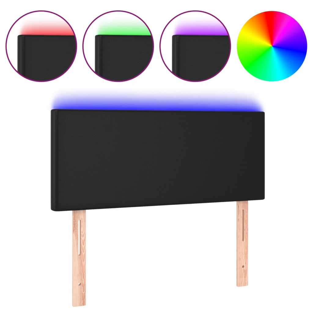 fekete műbőr LED-es fejtámla 90 x 5 x 78/88 cm