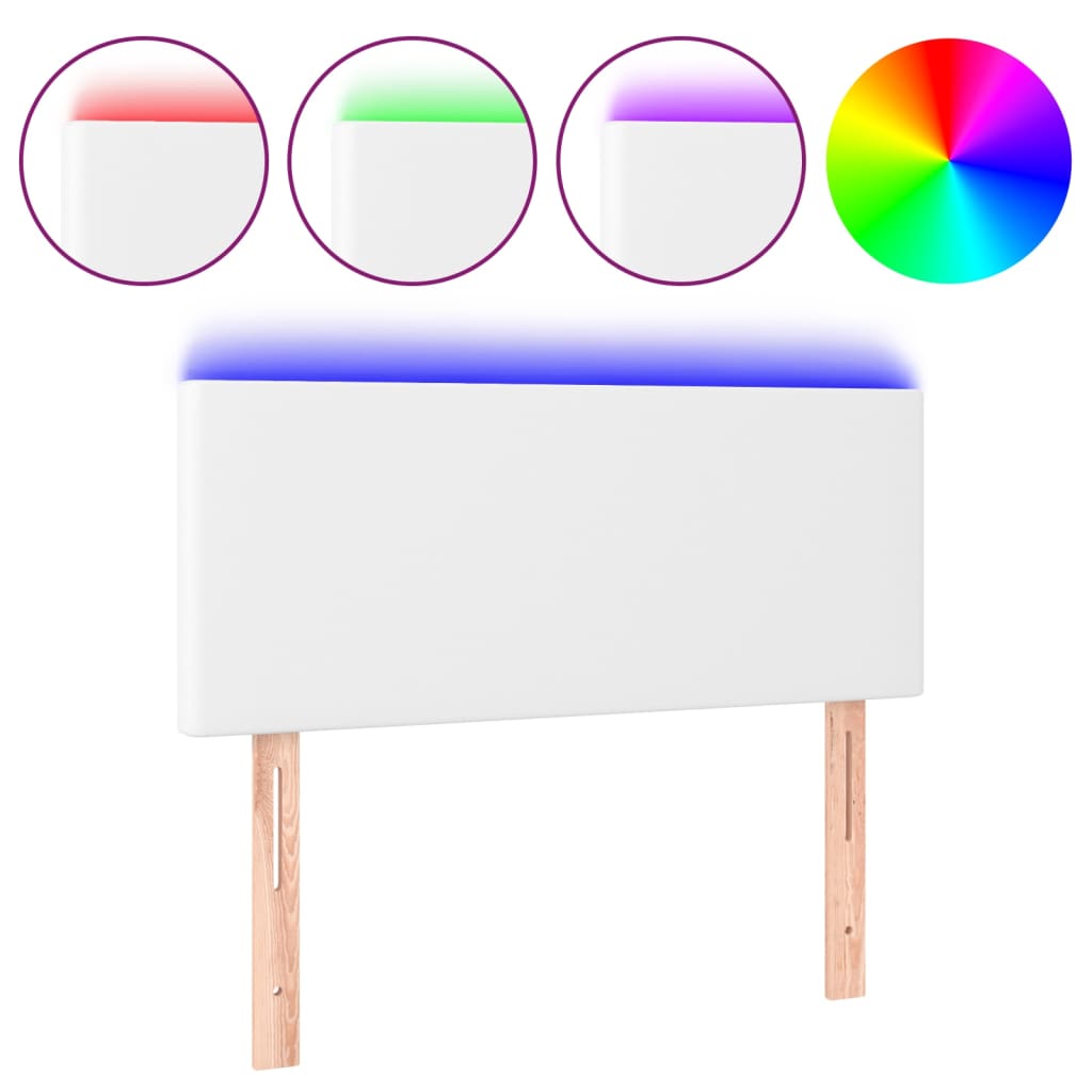 fehér műbőr LED-es fejtámla 90 x 5 x 78/88 cm