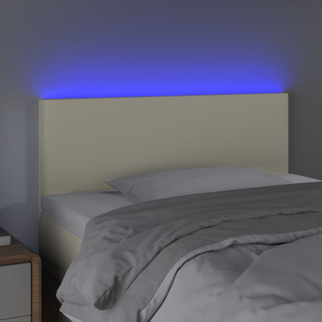 krémszínű műbőr LED-es fejtámla 100 x 5 x 78/88 cm