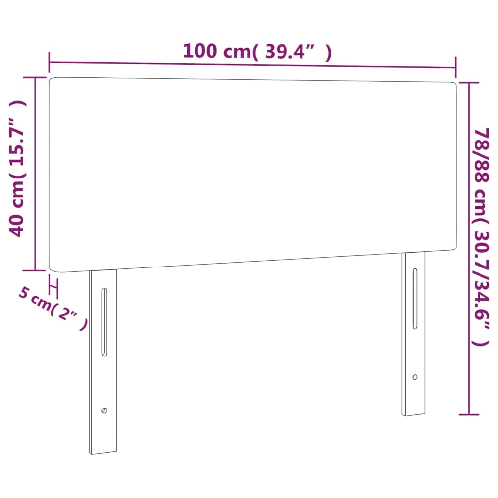 krémszínű műbőr LED-es fejtámla 100 x 5 x 78/88 cm