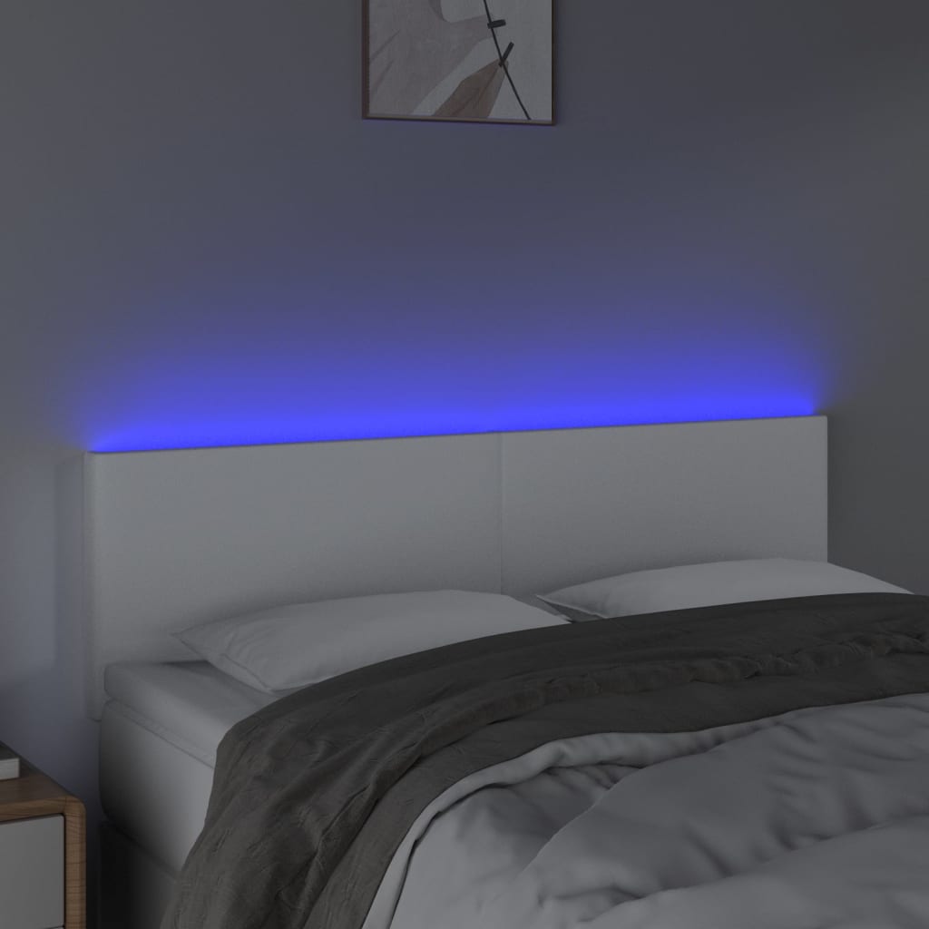fehér műbőr LED-es fejtámla 144 x 5 x 78/88 cm