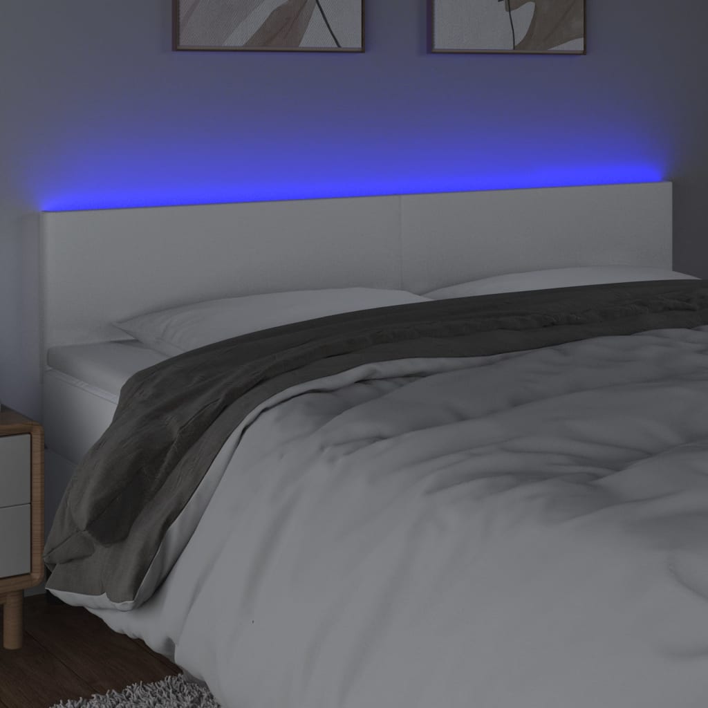 fehér műbőr LED-es fejtámla 200 x 5 x 78/88 cm