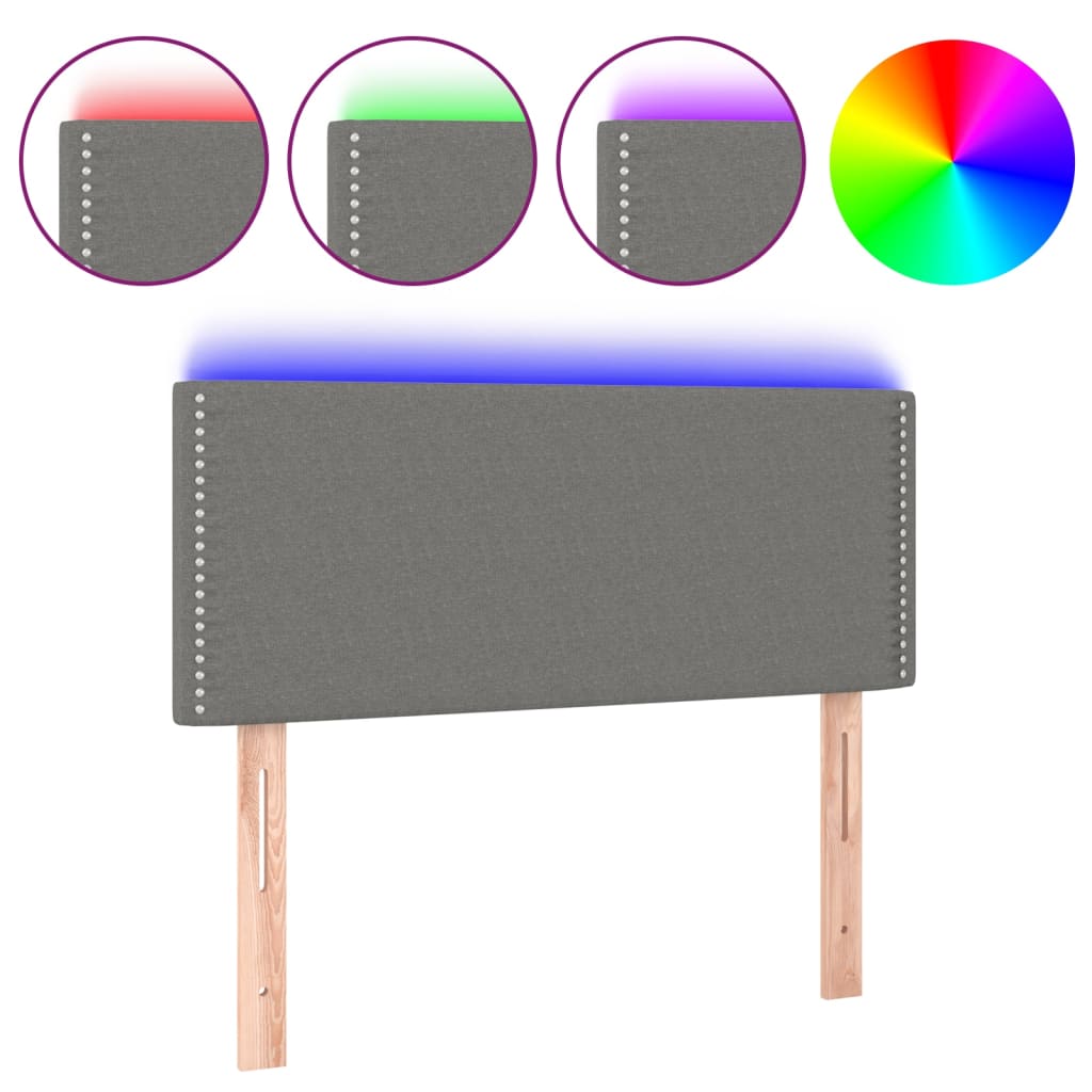sötétszürke szövet LED-es fejtámla 100x5x78/88 cm