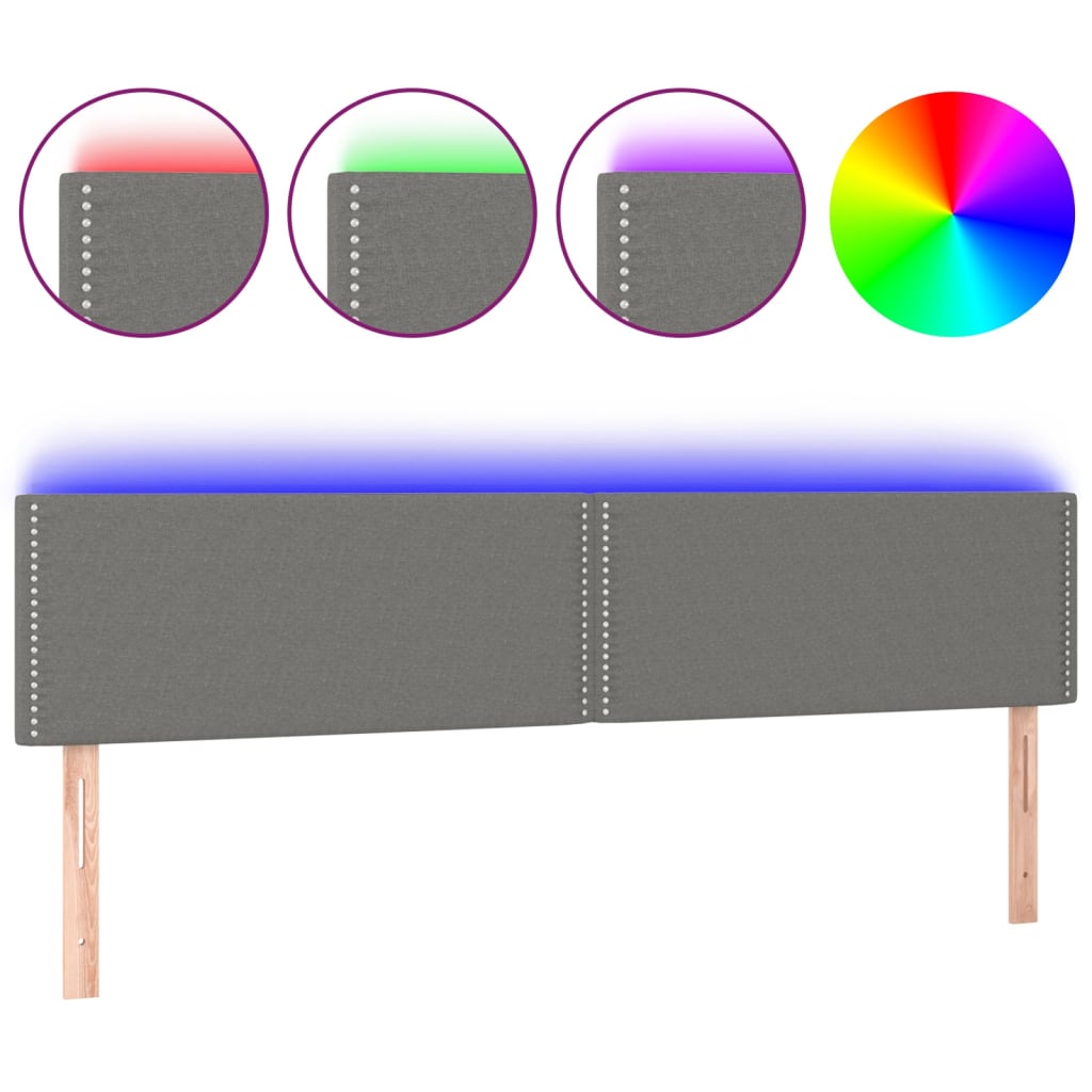 sötétszürke szövet LED-es fejtámla 180x5x78/88 cm
