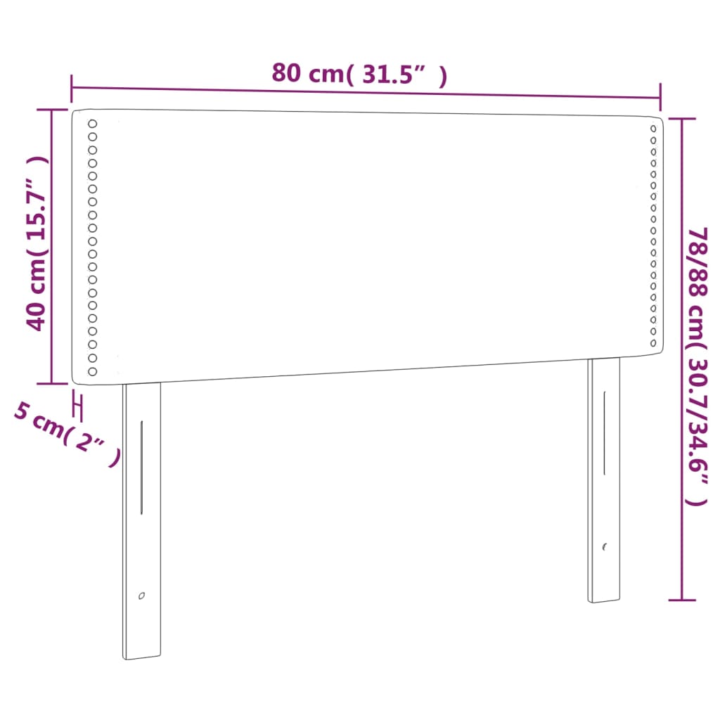 fekete műbőr LED-es fejtámla 80 x 5 x 78/88 cm