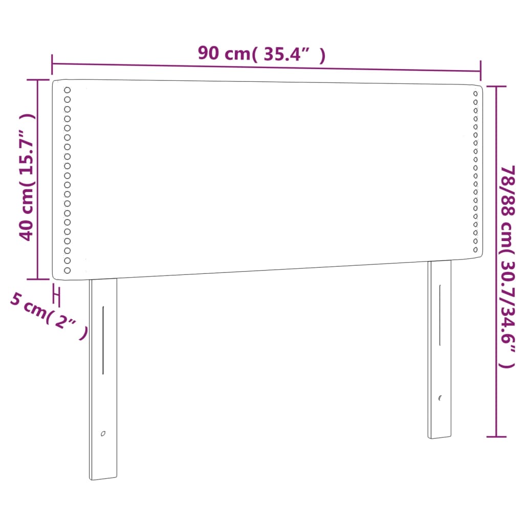 fekete műbőr LED-es fejtámla 90 x 5 x 78/88 cm