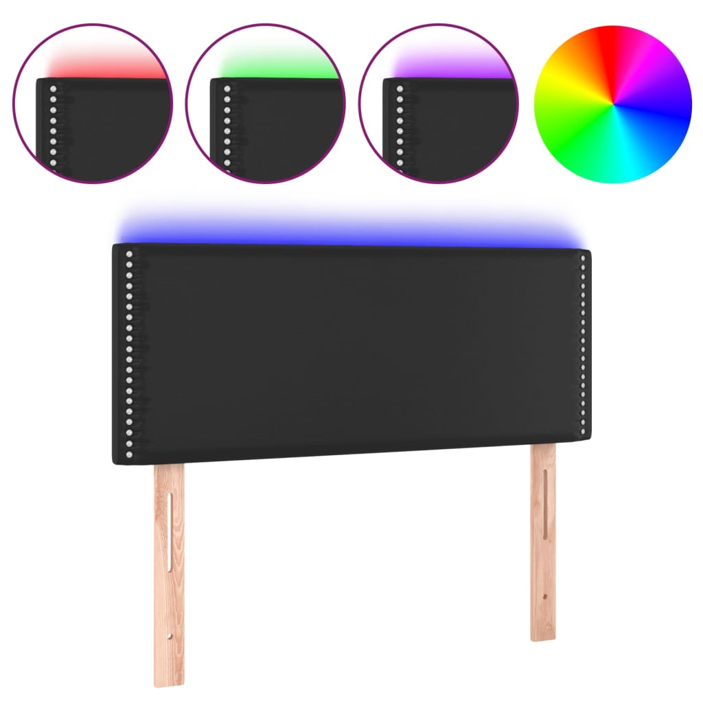 fekete műbőr LED-es fejtámla 100 x 5 x 78/88 cm