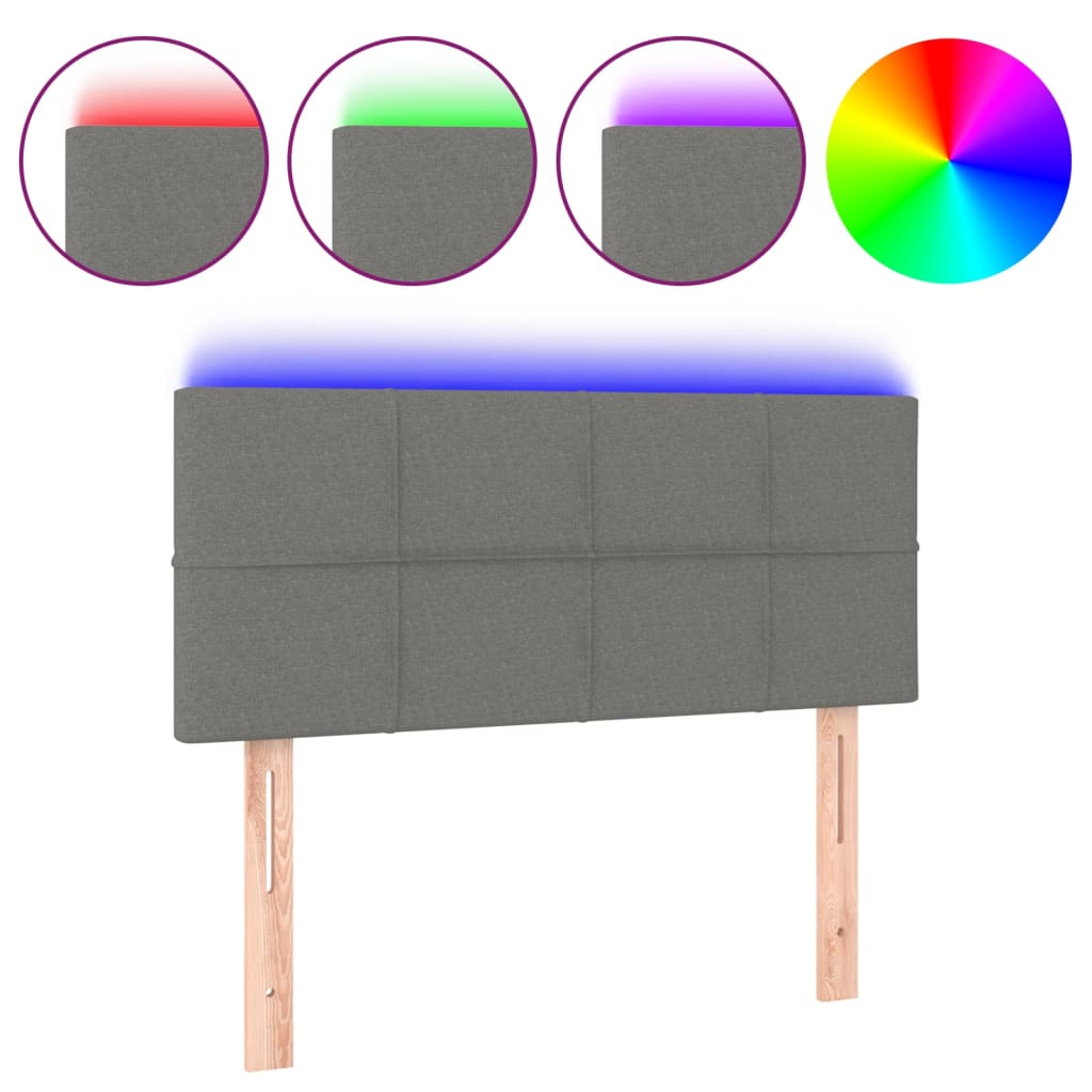 sötétszürke szövet LED-es fejtámla 80 x 5 x 78/88 cm