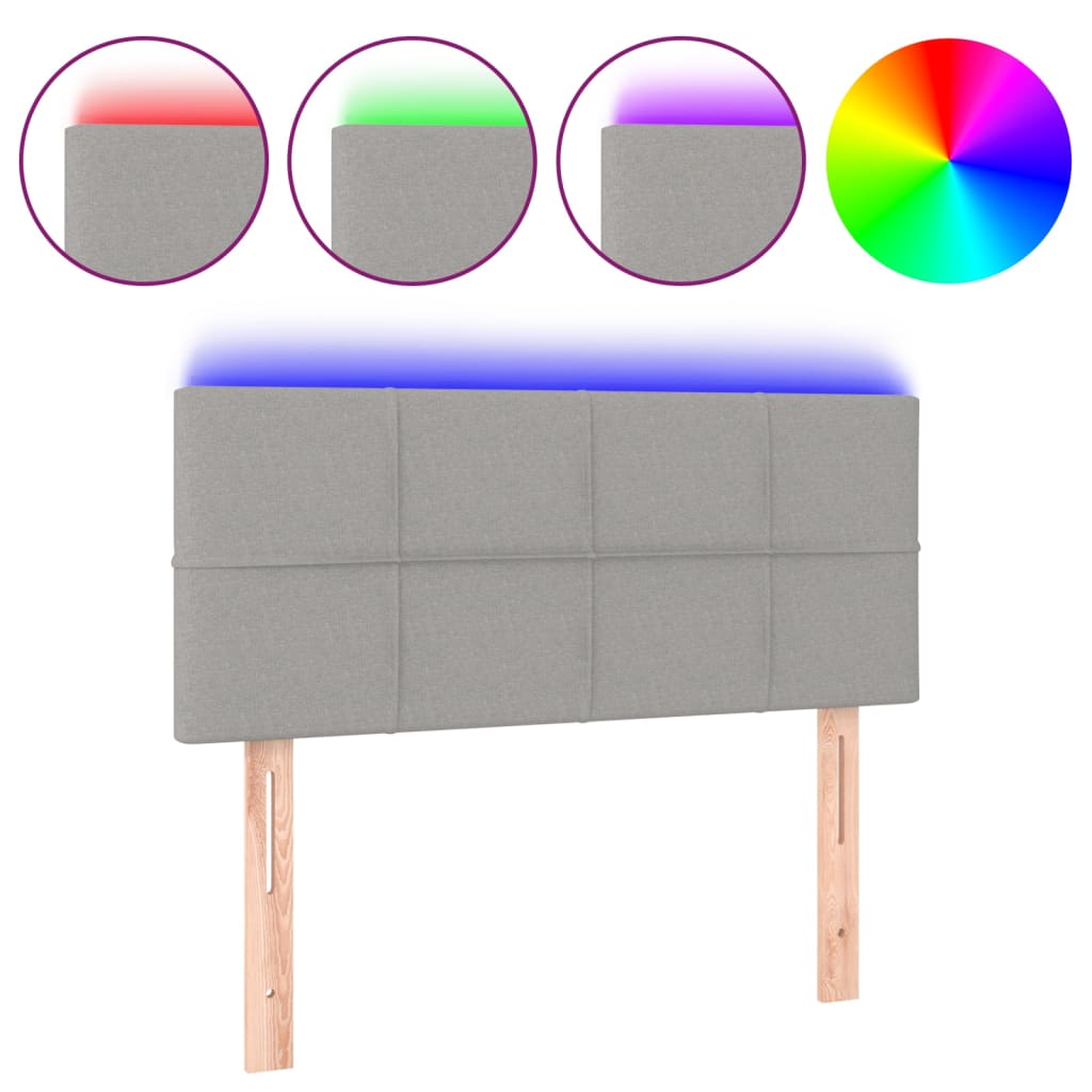 világosszürke szövet LED-es fejtámla 90x5x78/88 cm