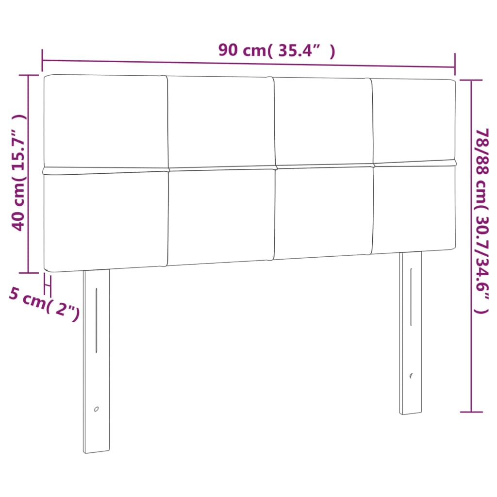 sötétszürke szövet LED-es fejtámla 90x5x78/88 cm
