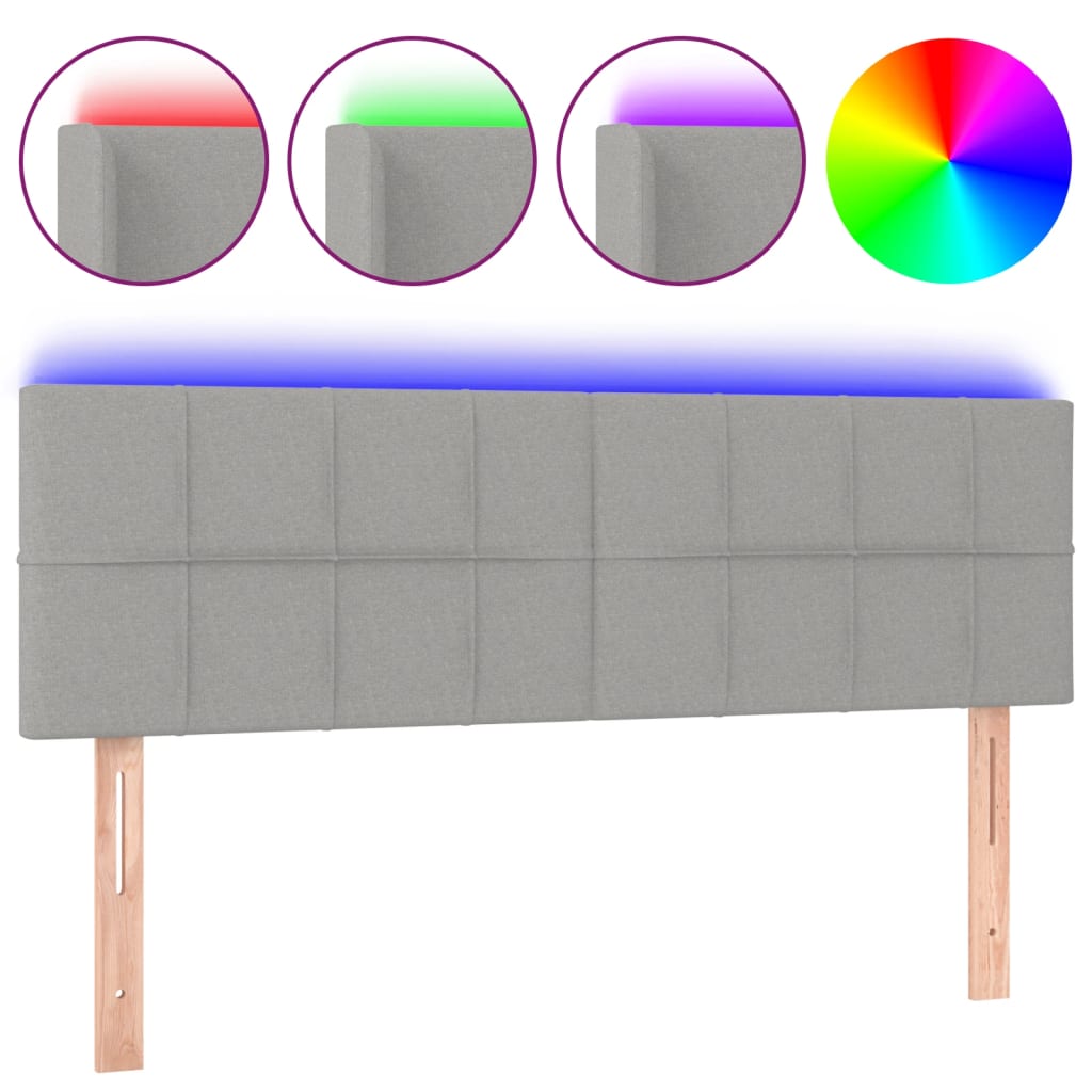 világosszürke szövet LED-es fejtámla 144 x 5 x 78/88 cm