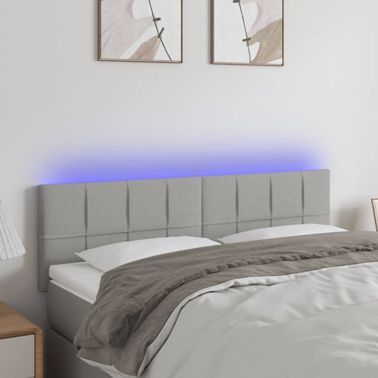 világosszürke szövet LED-es fejtámla 144 x 5 x 78/88 cm
