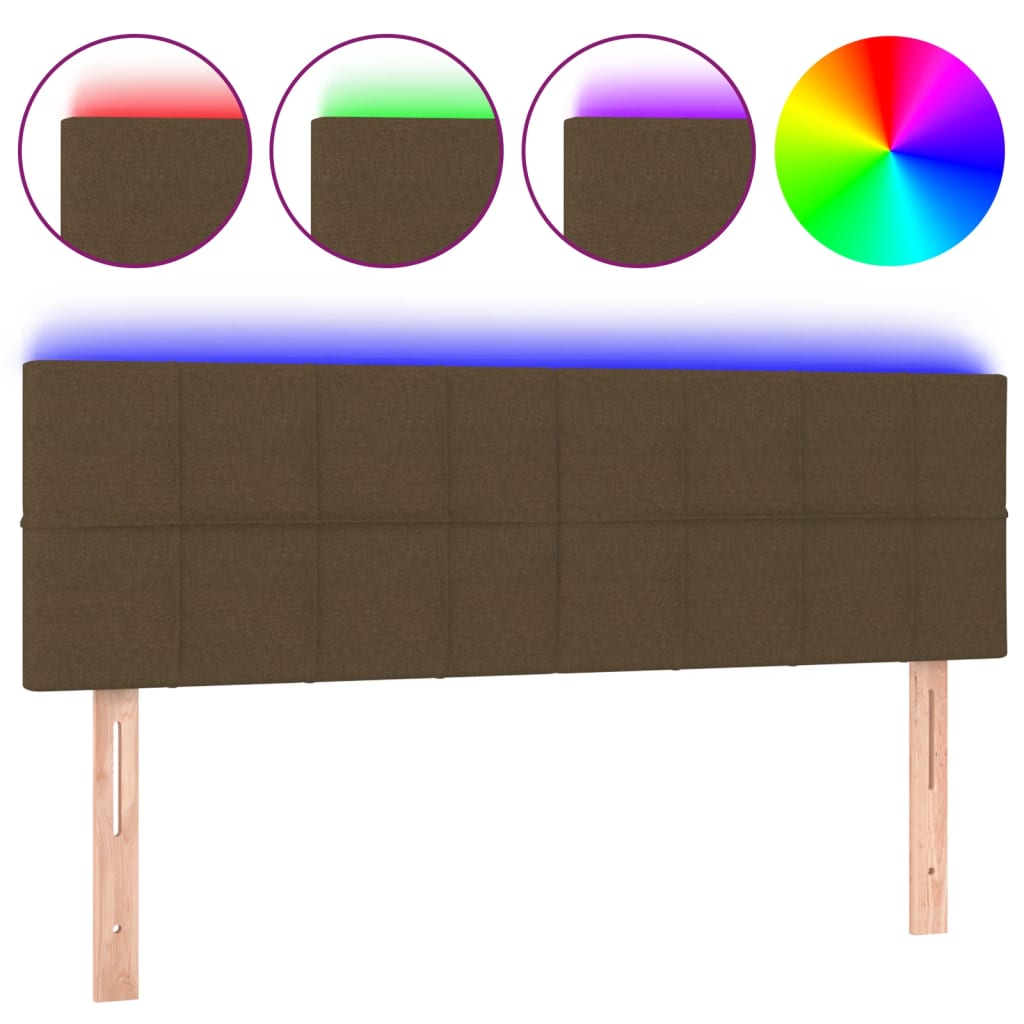 sötétbarna szövet LED-es fejtámla 144x5x78/88 cm