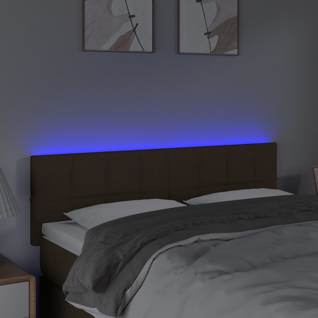 sötétbarna szövet LED-es fejtámla 144x5x78/88 cm
