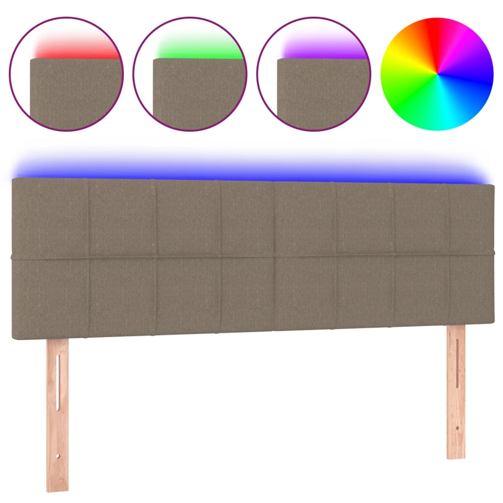 tópszínű szövet LED-es fejtámla 144x5x78/88 cm