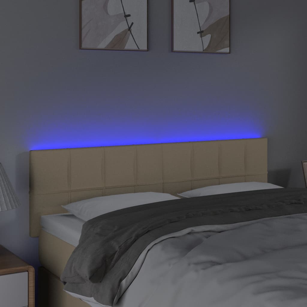krémszínű szövet LED-es fejtámla 144x5x78/88 cm