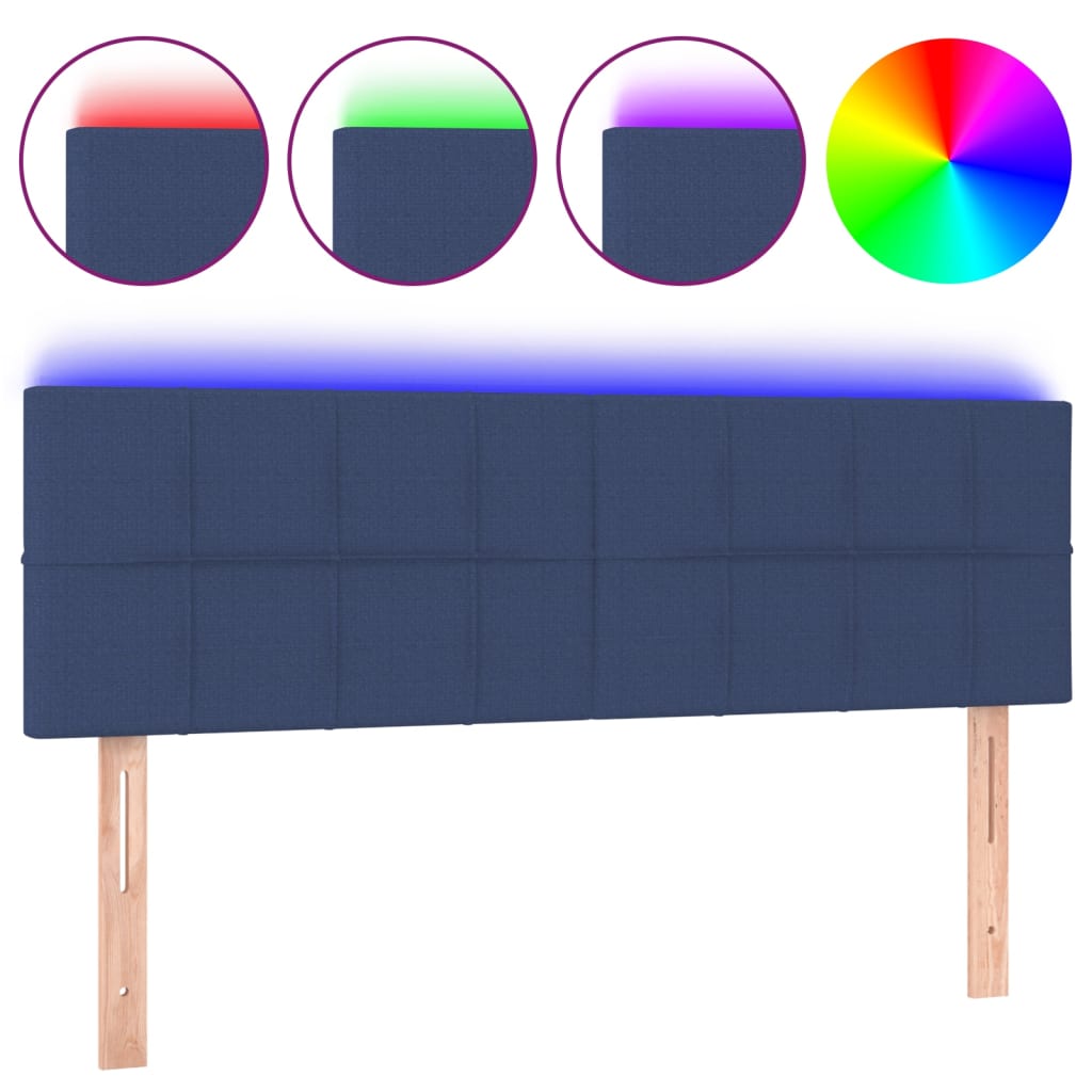 kék szövet LED-es fejtámla 144x5x78/88 cm