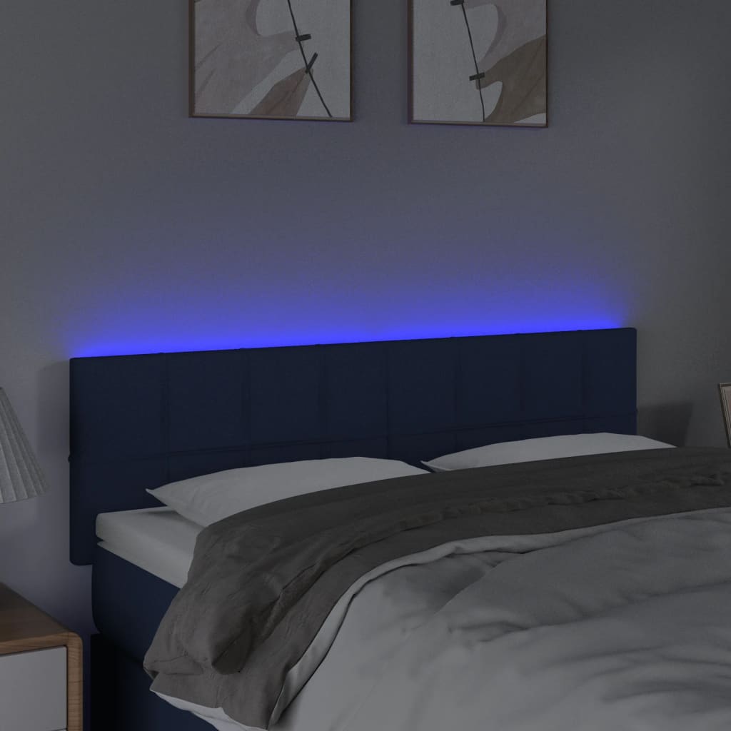 kék szövet LED-es fejtámla 144x5x78/88 cm