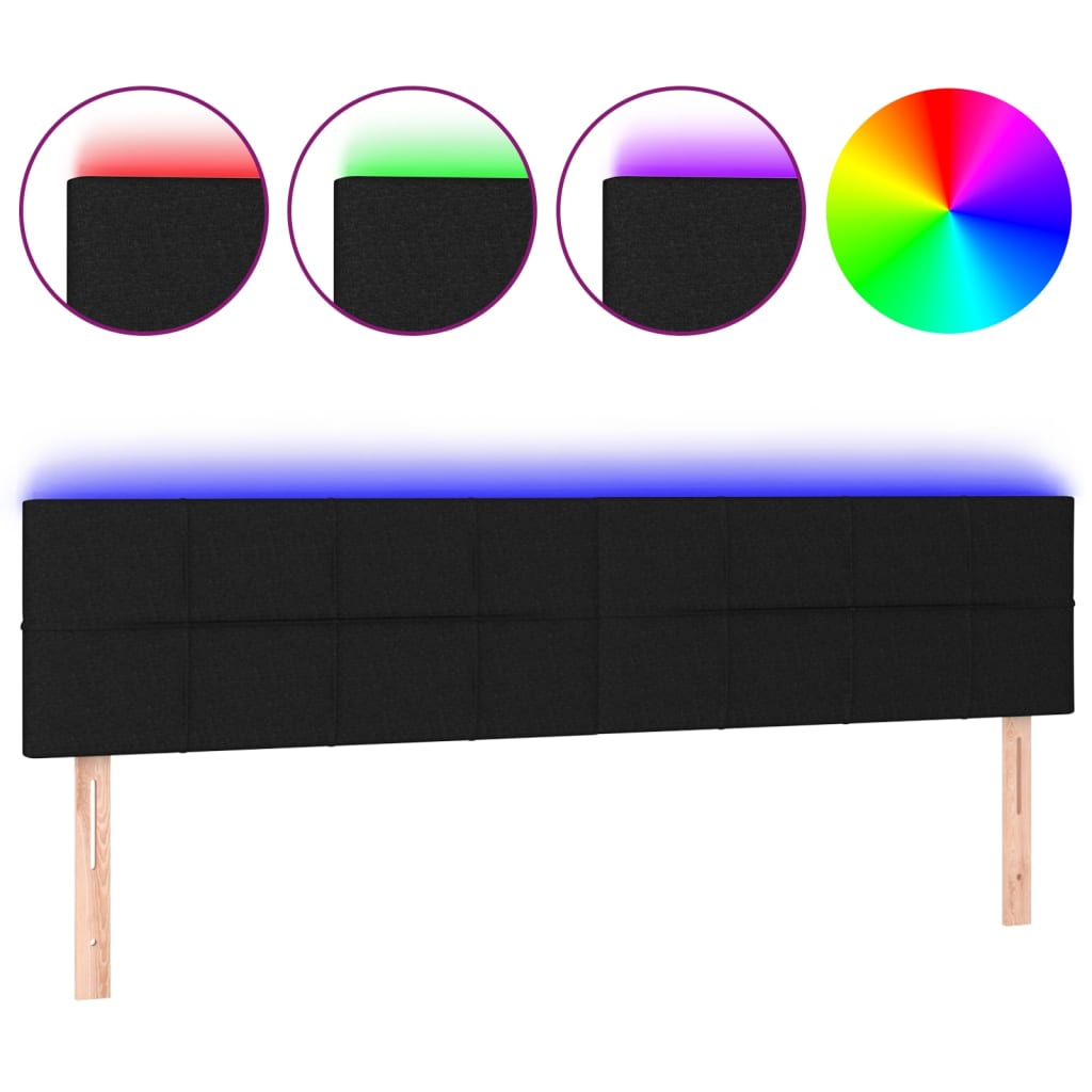 fekete szövet LED-es fejtámla 160x5x78/88 cm
