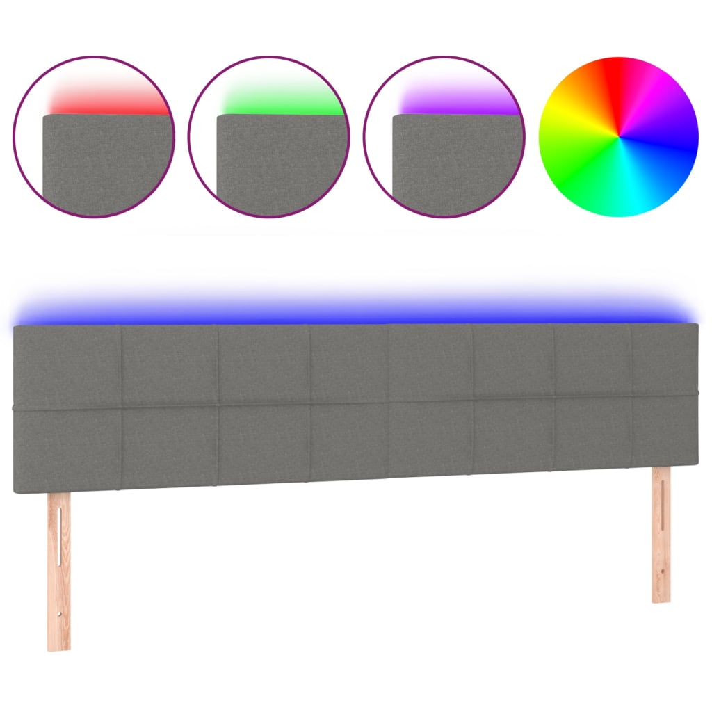sötétszürke szövet LED-es fejtámla 180x5x78/88 cm