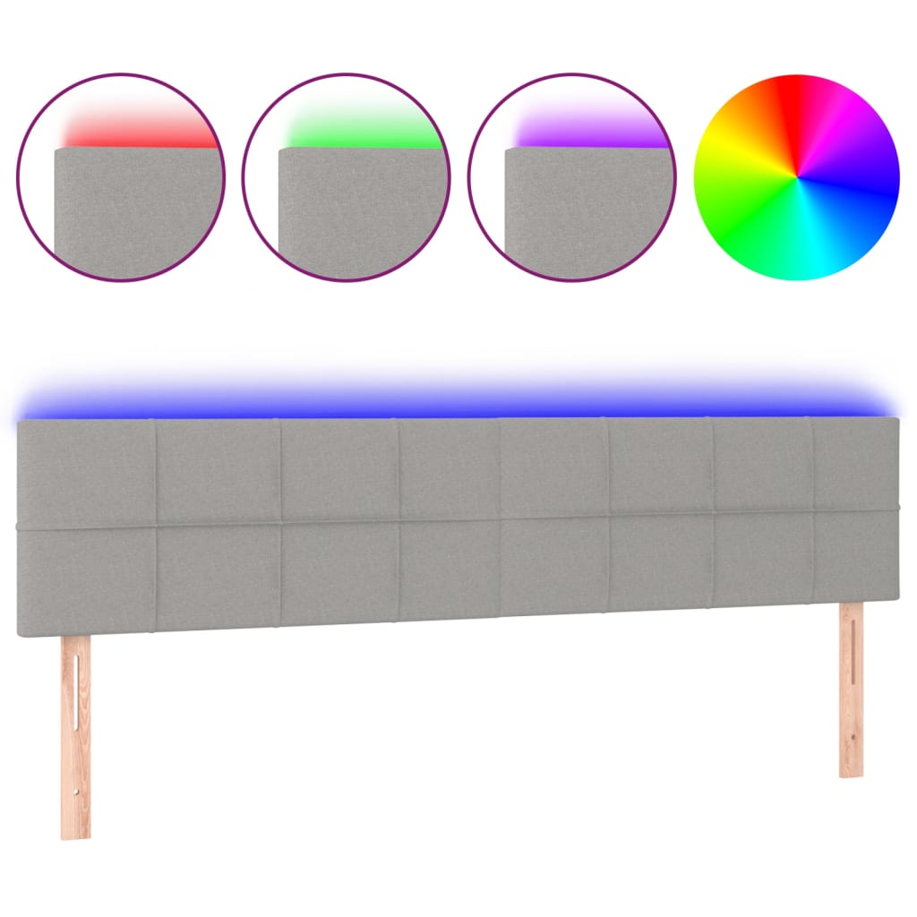 világosszürke szövet LED-es fejtámla 200x5x78/88 cm
