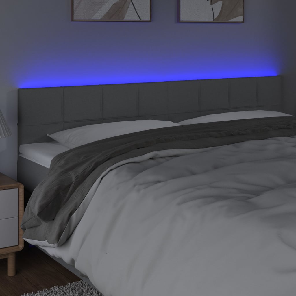 világosszürke szövet LED-es fejtámla 200x5x78/88 cm