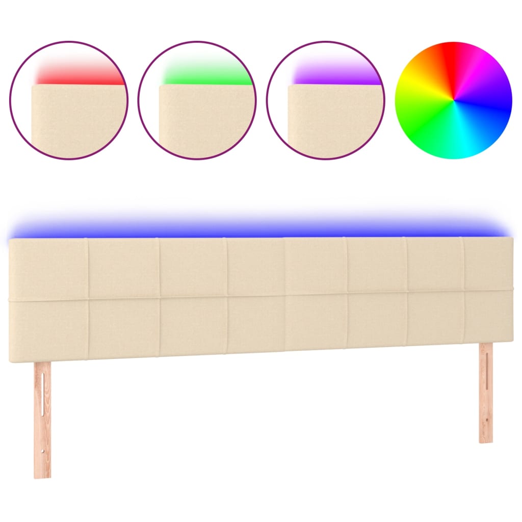 krémszínű szövet LED-es fejtámla 200x5x78/88 cm