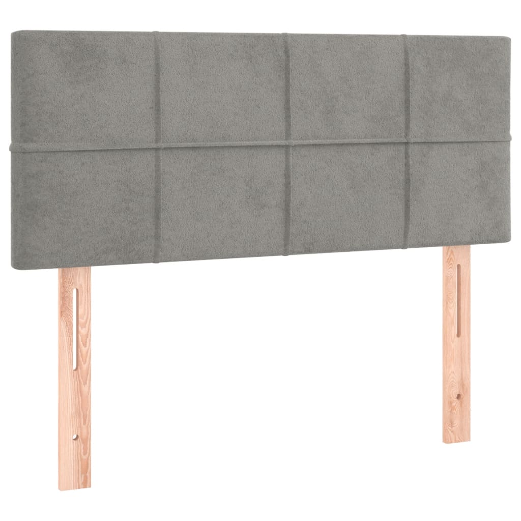 világosszürke bársony LED-es fejtámla 90x5x78/88 cm