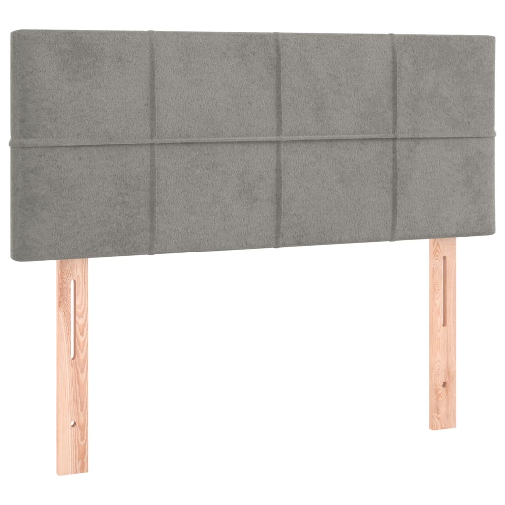 világosszürke bársony LED-es fejtámla 100x5x78/88 cm