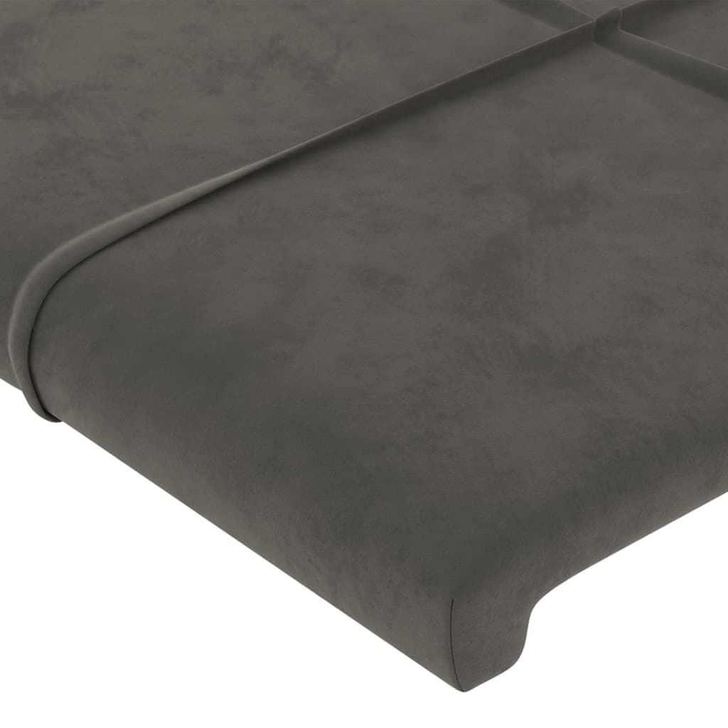 sötétszürke bársony LED-es fejtámla 100x5x78/88 cm