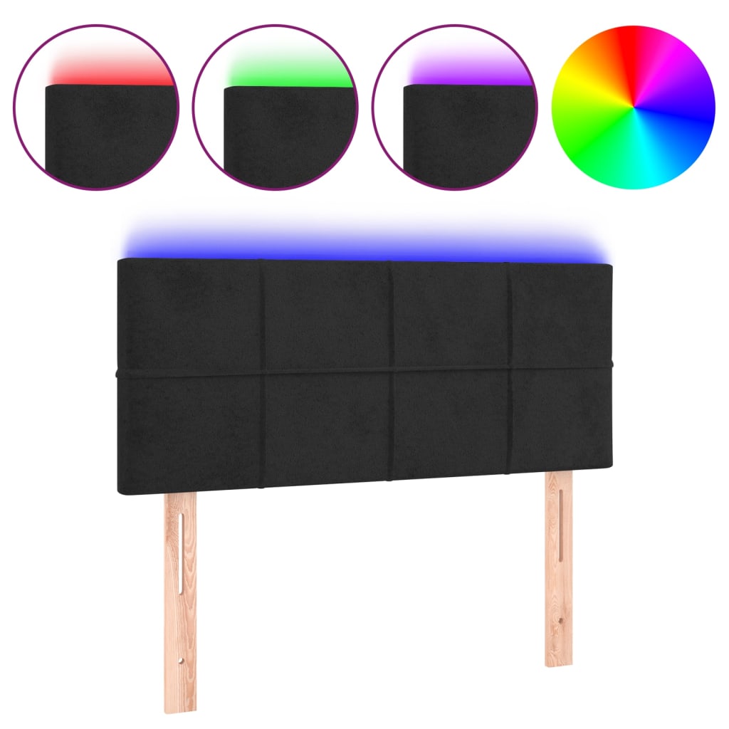 fekete bársony LED-es fejtámla 100x5x78/88 cm