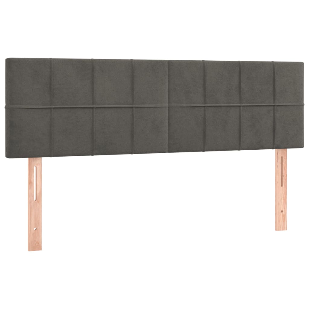 sötétszürke bársony LED-es fejtámla 144x5x78/88 cm