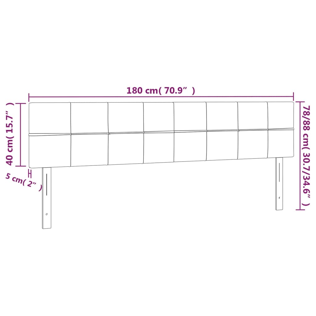 fekete bársony LED-es fejtámla 180x5x78/88 cm