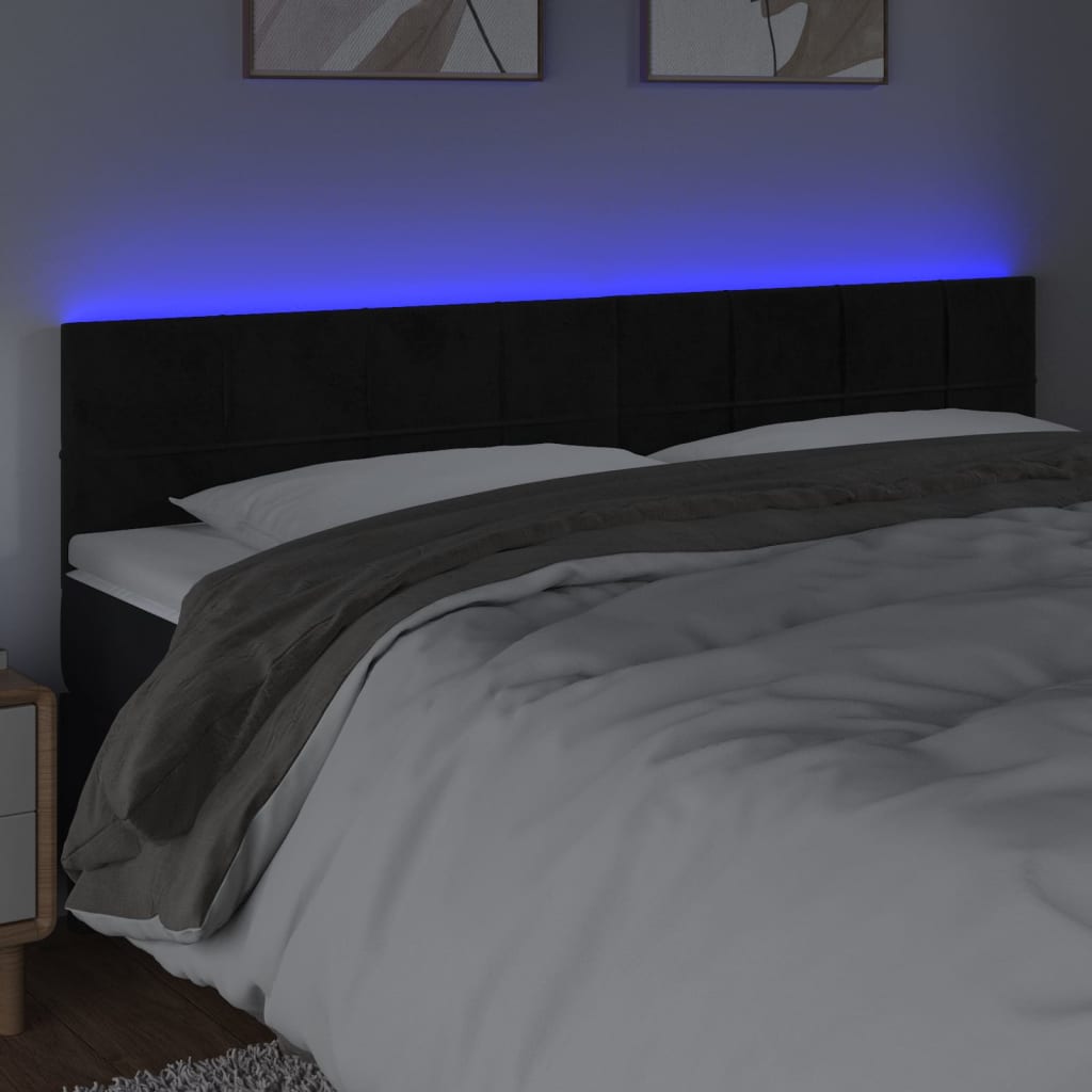 fekete bársony LED-es fejtámla 180x5x78/88 cm