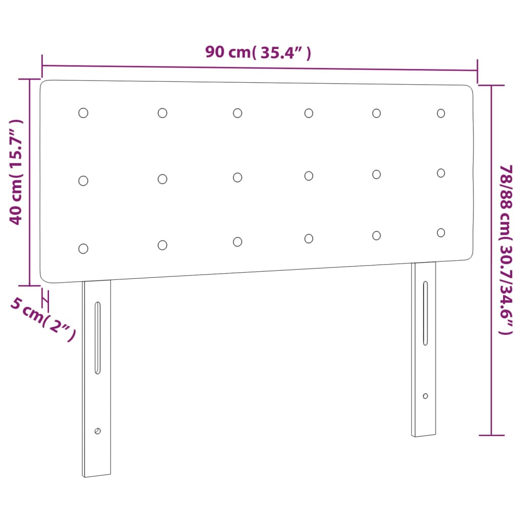 fehér műbőr LED-es fejtámla 90 x 5 x 78/88 cm