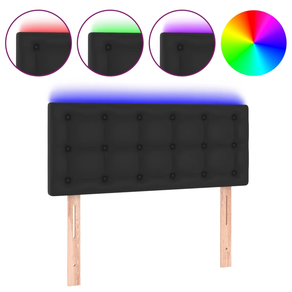 fekete műbőr LED-es fejtámla 100 x 5 x 78/88 cm