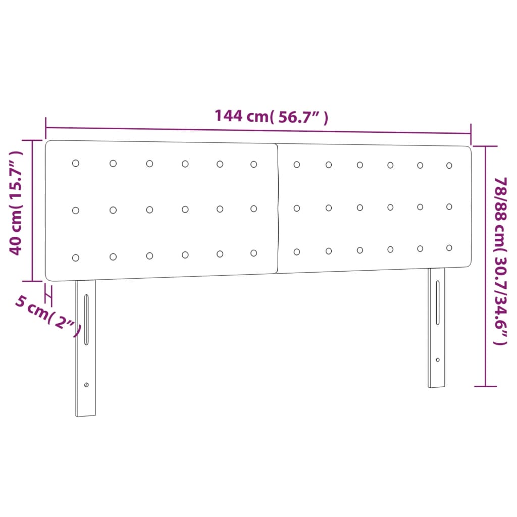 fekete műbőr LED-es fejtámla 144 x 5 x 78/88 cm