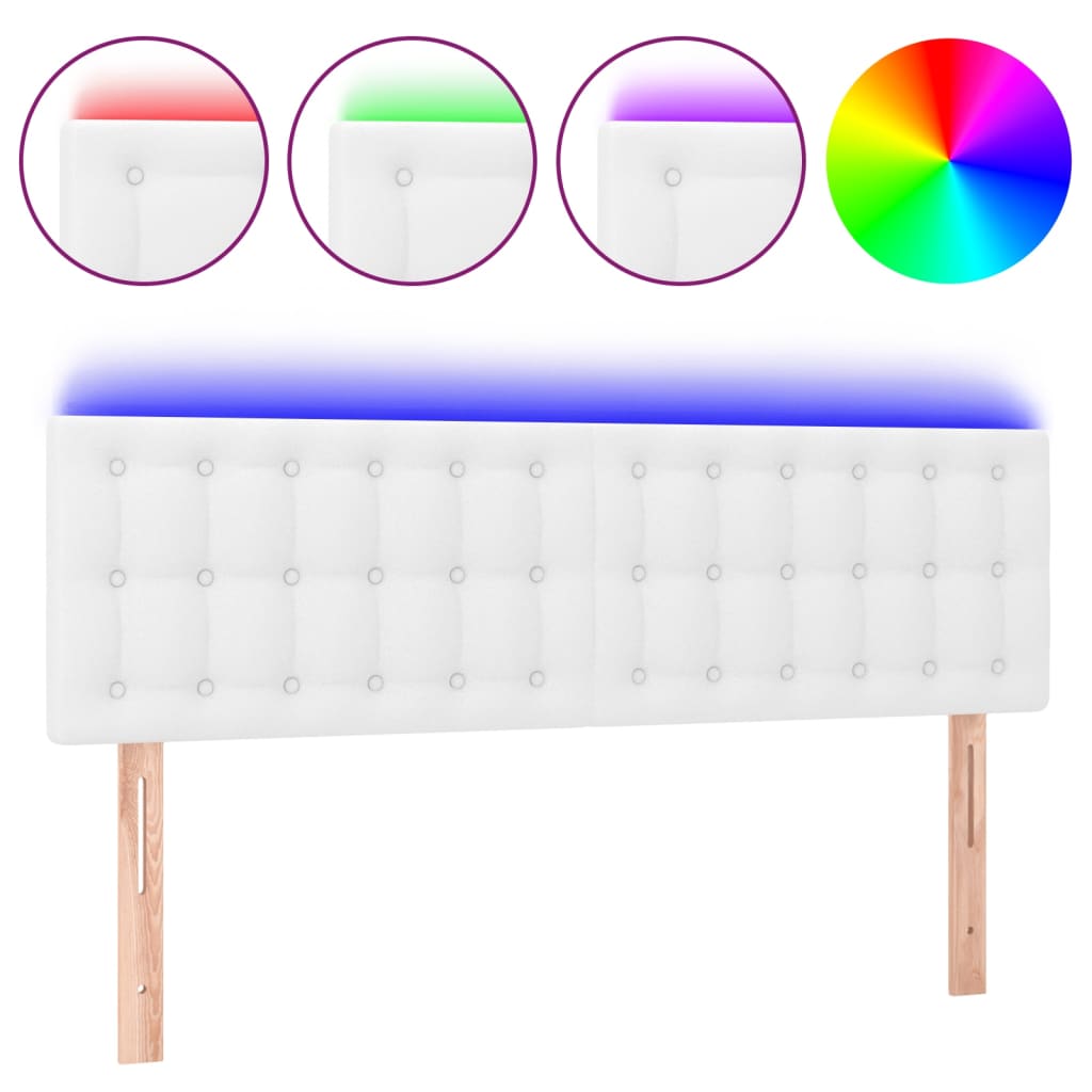 fehér műbőr LED-es fejtámla 144 x 5 x 78/88 cm